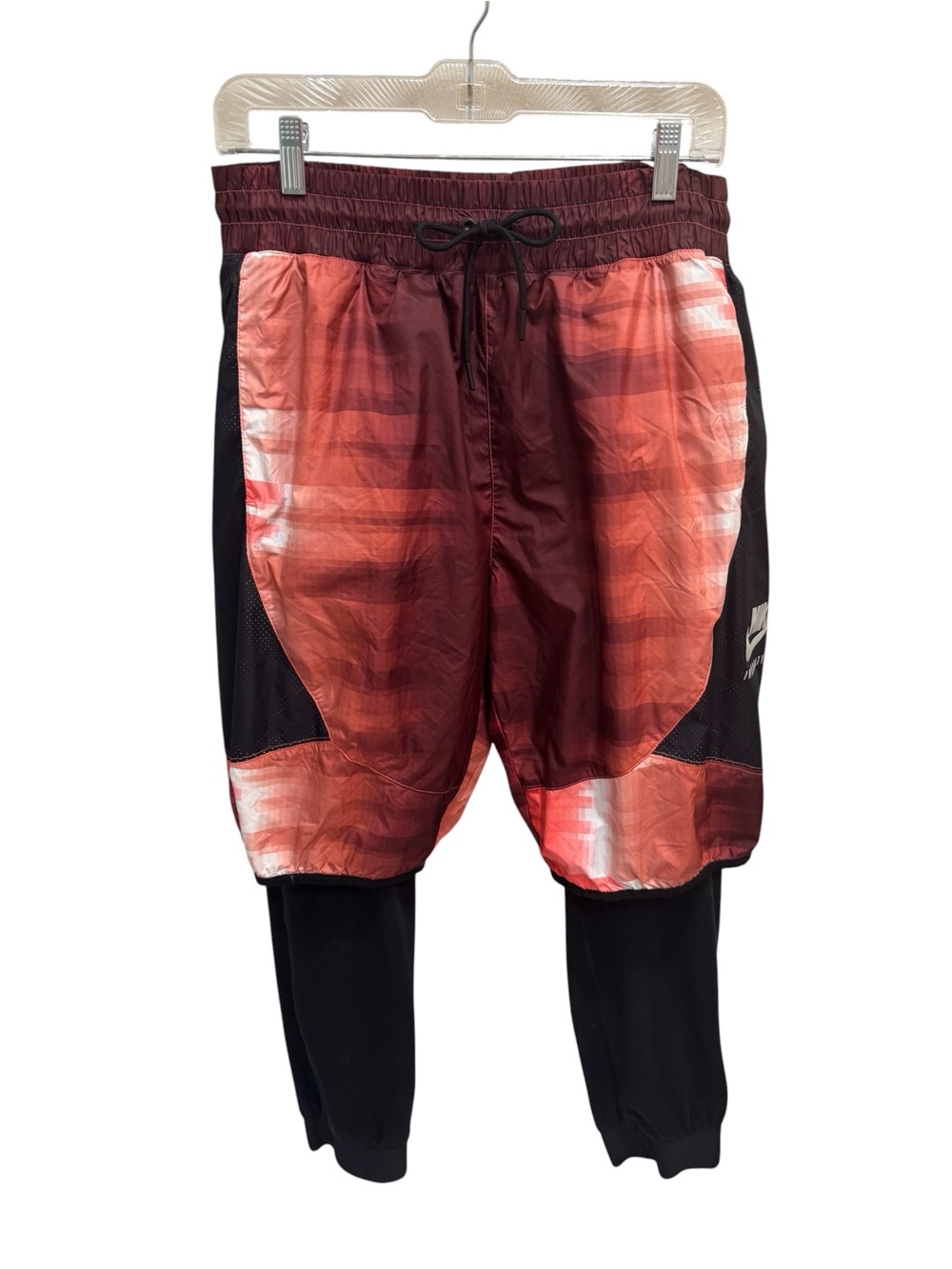 NIKE Men's International Men's 2-In-1 Shorts Red/Black Size XL Sporty